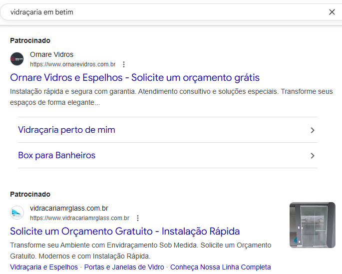 google ads para vidraçaria